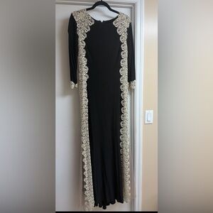 Xscape Black and Cream Lace Dress